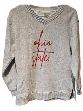 Chicka-d Ohio State Size Small Gray Script Pullover Sweater Knit Cozy V Neck
